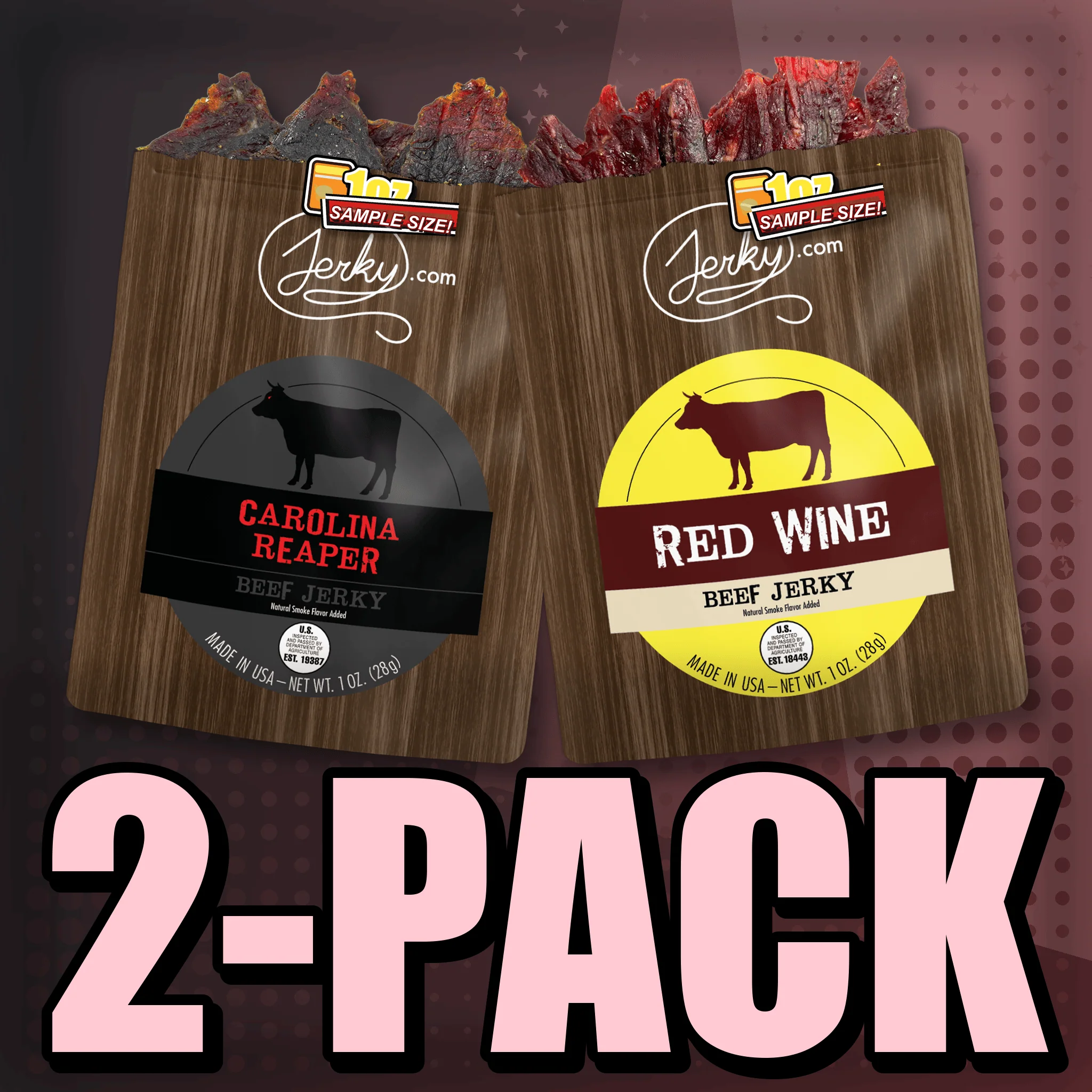 Carolina Reaper & Red Wine Flavored Jerky 2-Pack