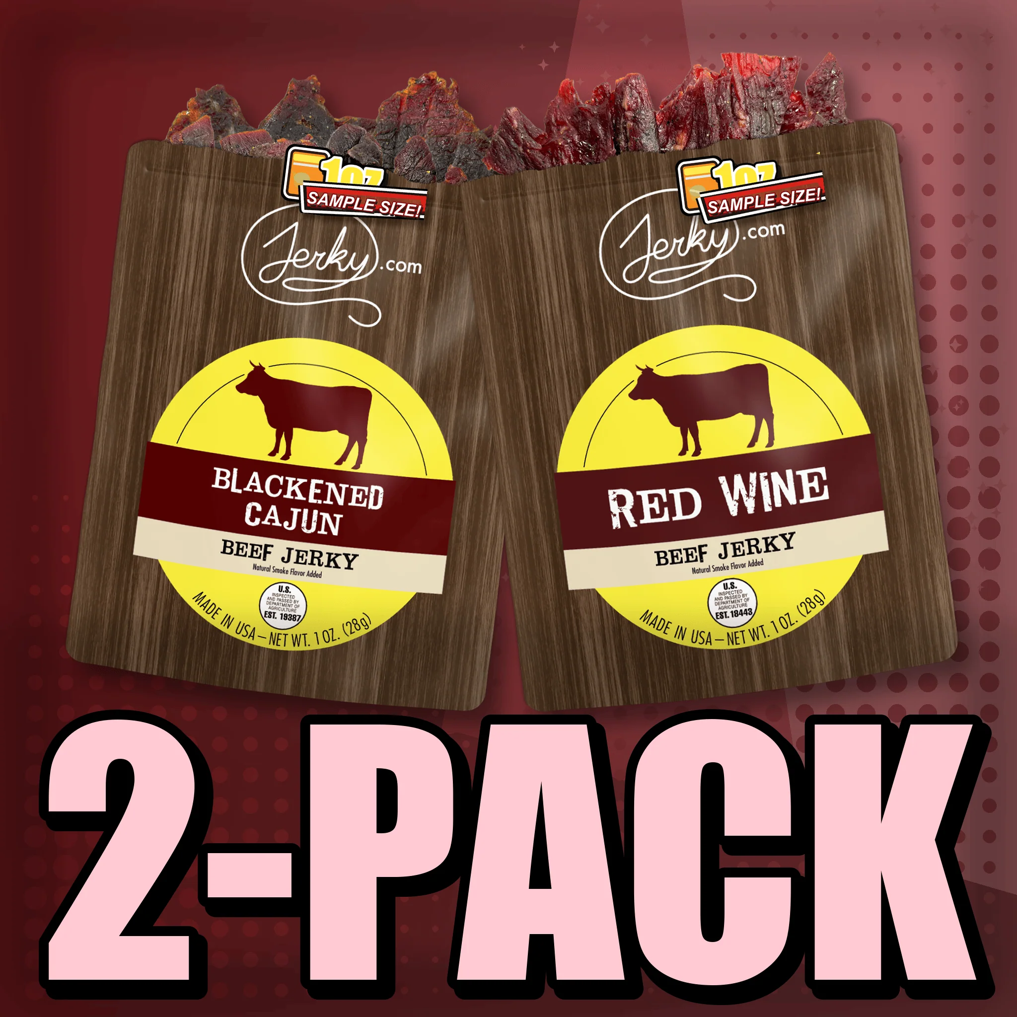 Blackened Cajun & Red Wine Flavored Jerky 2-Pack